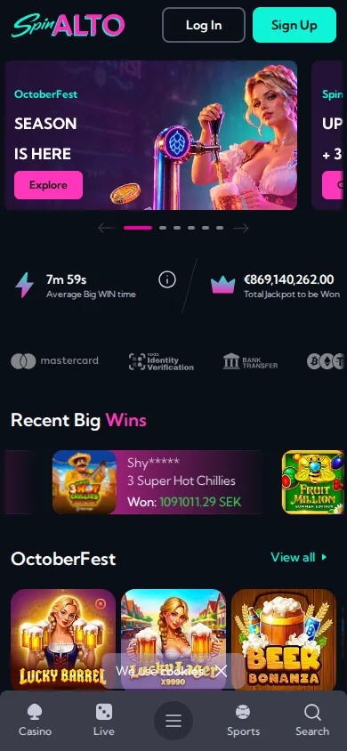 Η Εφαρμογή του Spinalto Casino